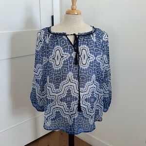 Daniel Rainn blue and white sheer long sleeve